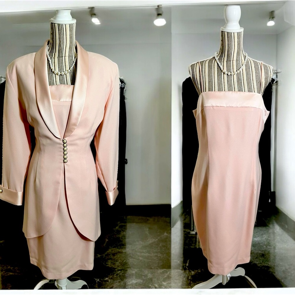 J.R. NITES BY CALIENDO NWOT Vintage 1990’s blush 2piece lined pearl button suit